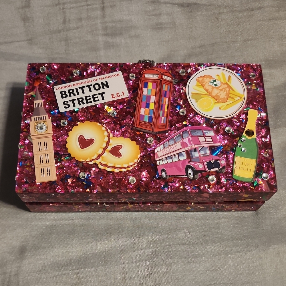 Kurt Geiger Pink Glitter Clutch